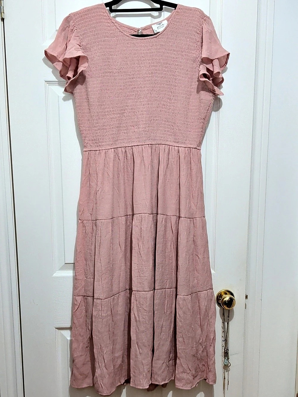 Perch Pink Ruffle Sleeve Maxi Dress